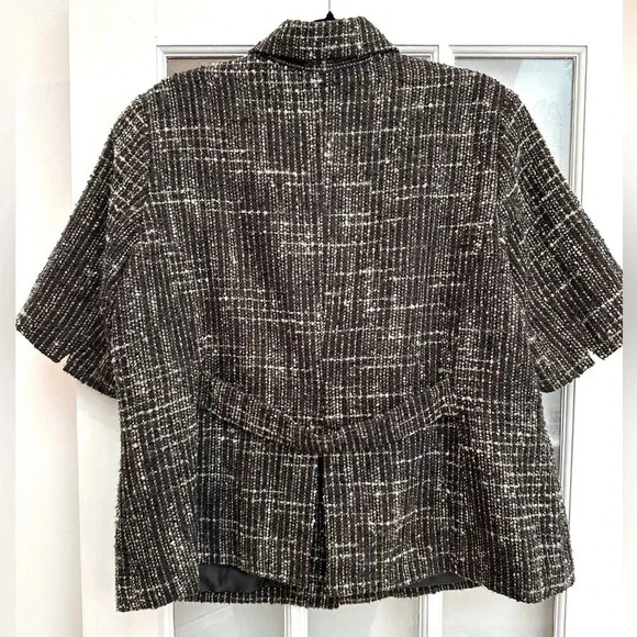COLDWATER CREEK Wool Short Sleeve Blazer Jacket Brown Blue Tweed Plus Size 18W - Picture 3 of 15